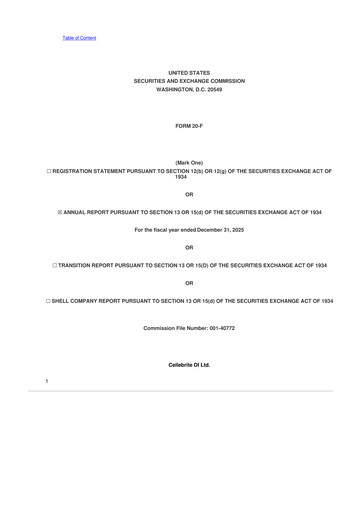 Thumbnail Cellebrite 20-F Annual Report 