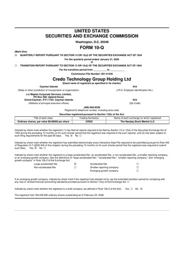 Thumbnail Credo Technology 10-Q Quarterly Report FY2026 