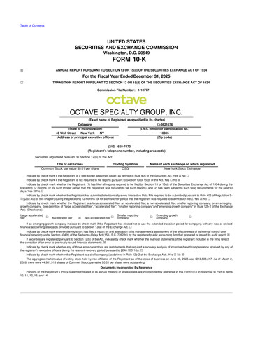 Thumbnail Octave Specialty Group 10-K Annual Report 2025