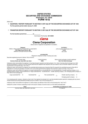 Thumbnail Ciena 10-Q Quarterly Report FY2026 