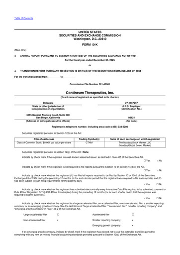 Miniature Contineum Therapeutics 10-K Rapport annuel 2025