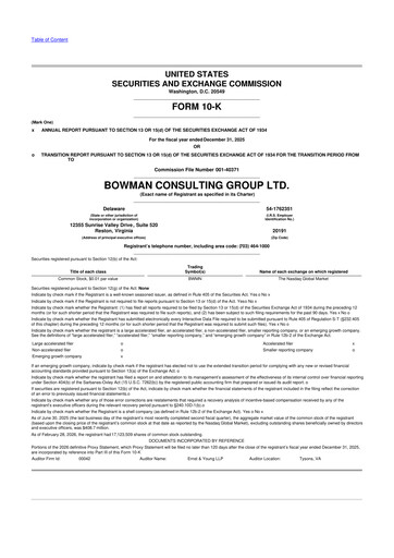 Miniature Bowman Consulting Group 10-K Rapport annuel 2025
