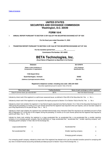 Miniature BETA Technologies 10-K Rapport annuel 2025