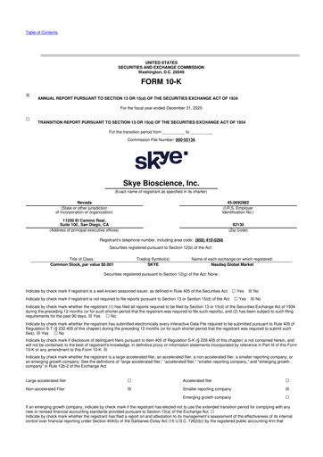 Vorschaubild Skye Bioscience 10-K Jahresbericht 2025