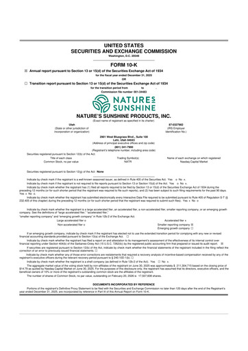 Vorschaubild Nature's Sunshine Products 10-K Jahresbericht 2025