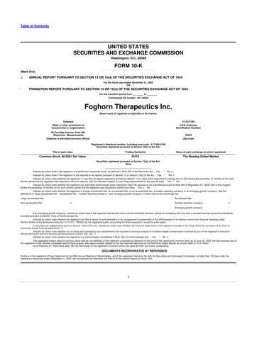 Miniature Foghorn Therapeutics 10-K Rapport annuel 2025