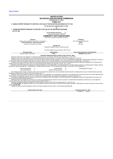 Thumbnail Community West Bancshares 10-K Annual Report 2025