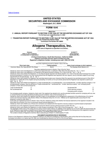 Thumbnail Allogene Therapeutics
 10-K Annual Report 