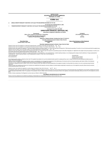 Miniature Orrstown Financial Services 10-K Rapport annuel 2025