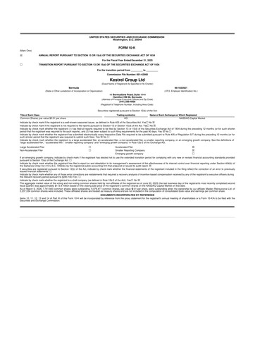 Vorschaubild Kestrel Group 10-K Jahresbericht 2025