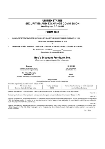 Thumbnail Bob's Discount Furniture 10-K Annual Report 