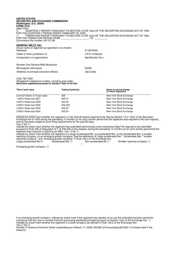 Miniature General Mills 10-Q Rapport trimestriel 2026 