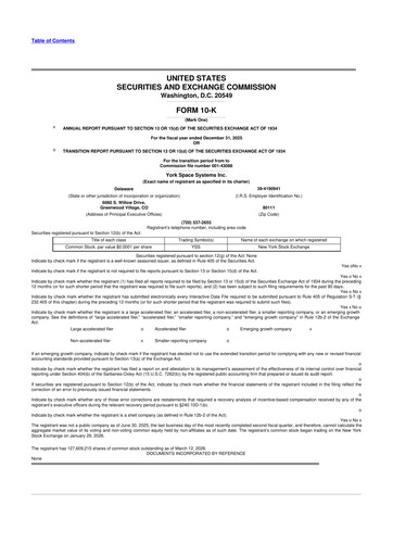 Vorschaubild York Space Systems 10-K Jahresbericht 