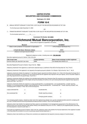 Thumbnail Richmond Mutual Bancorporation 10-K Annual Report 2025