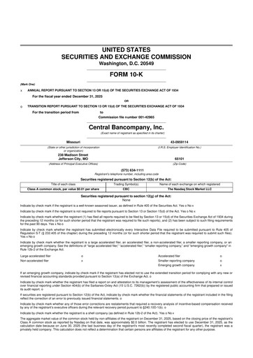 Thumbnail Central Bancompany 10-K Annual Report 2025