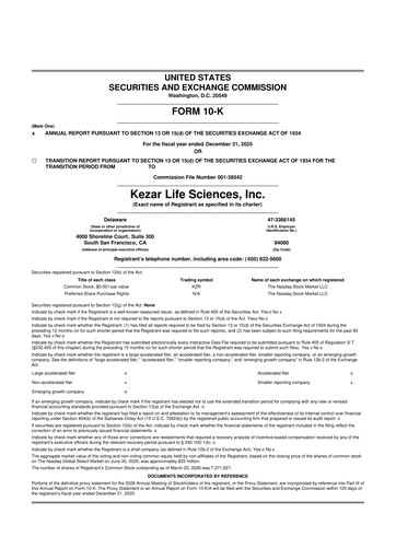 Thumbnail Kezar Life Sciences 10-K Annual Report 