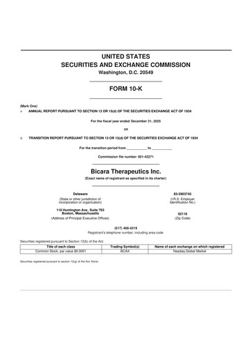 Thumbnail Bicara Therapeutics 10-K Annual Report 