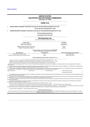 Thumbnail FGI Industries 10-K Annual Report 