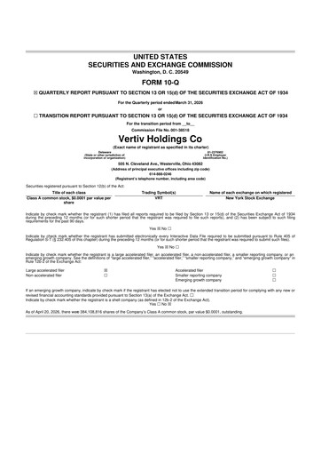 Thumbnail Vertiv Holdings
 10-Q Quarterly Report FY 