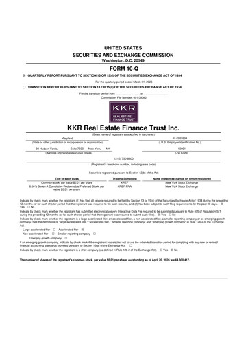 Thumbnail KKR Real Estate Finance Trust 10-Q Quarterly Report FY 