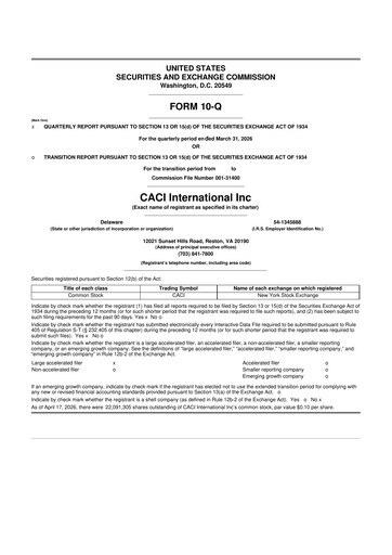 Thumbnail CACI International Inc 10-Q Quarterly Report FY 