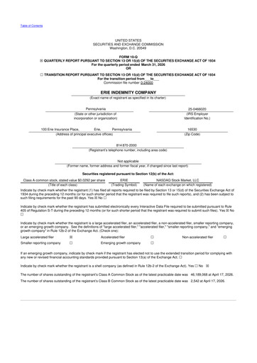 Vorschaubild Erie Indemnity 10-Q Quartalsbericht  