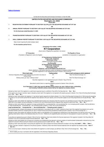 Thumbnail KT Corporation 20-F Annual Report 