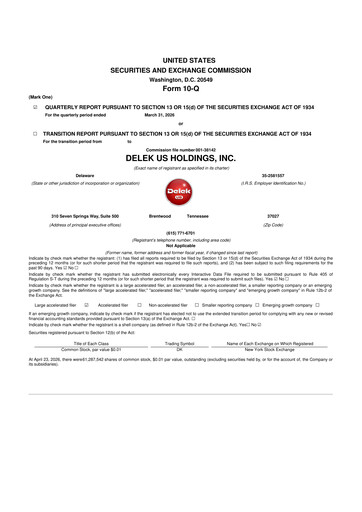 Thumbnail Delek US 10-Q Quarterly Report FY 