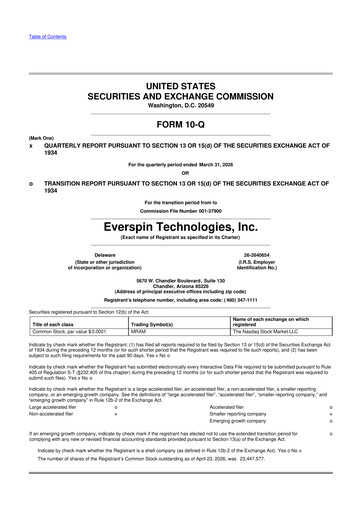 Thumbnail Everspin Technologies 10-Q Quarterly Report FY 