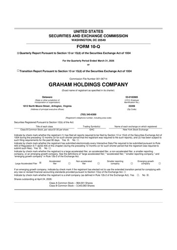 Vorschaubild Graham Holdings 10-Q Quartalsbericht  