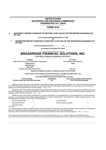 Thumbnail Broadridge Financial Solutions
 10-Q Quarterly Report FY 