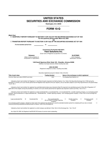 Thumbnail VIAVI Solutions
 10-Q Quarterly Report FY 