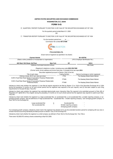 Miniature FTAI Aviation 10-Q Rapport trimestriel  