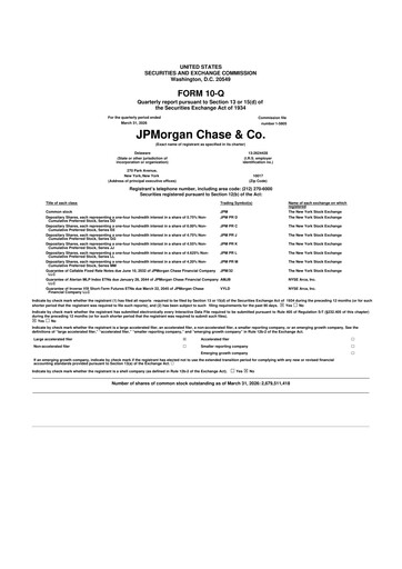 Miniature JPMorgan Chase 10-Q Rapport trimestriel  