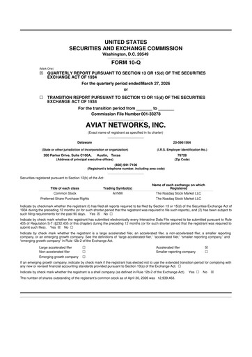 Thumbnail Aviat Networks 10-Q Quarterly Report FY 