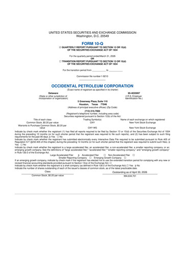 Vorschaubild Occidental Petroleum 10-Q Quartalsbericht 2026 