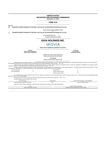 Miniature IQVIA 10-Q Rapport trimestriel  
