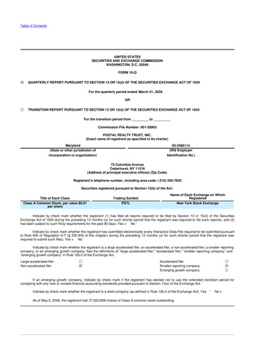 Thumbnail Postal Realty Trust 10-Q Quarterly Report FY2026 