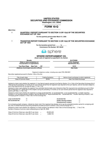 Thumbnail Sphere Entertainment 10-Q Quarterly Report FY2026 