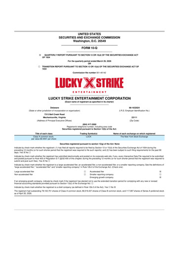 Thumbnail Lucky Strike Entertainment 10-Q Quarterly Report FY 