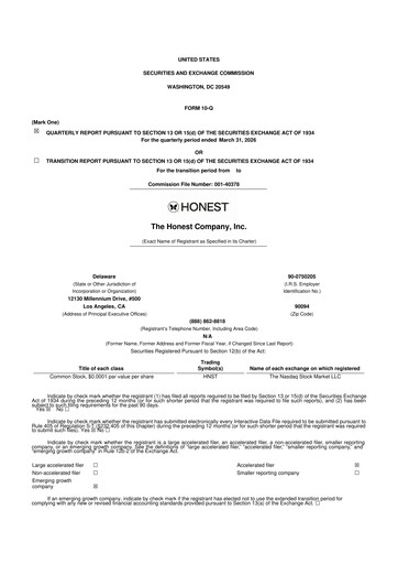 Thumbnail The Honest Company 10-Q Quarterly Report FY 