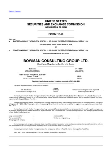 Miniature Bowman Consulting Group 10-Q Rapport trimestriel 2026 