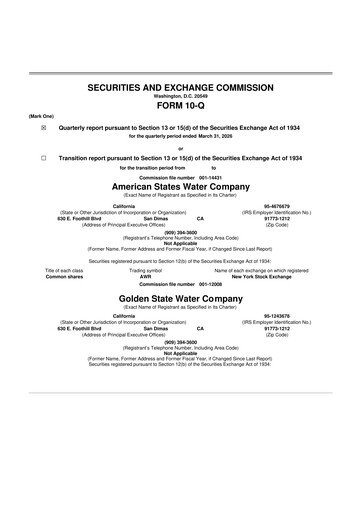 Vorschaubild American States Water
 10-Q Quartalsbericht  