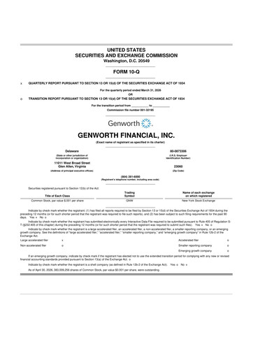 Thumbnail Genworth Financial
 10-Q Quarterly Report FY 