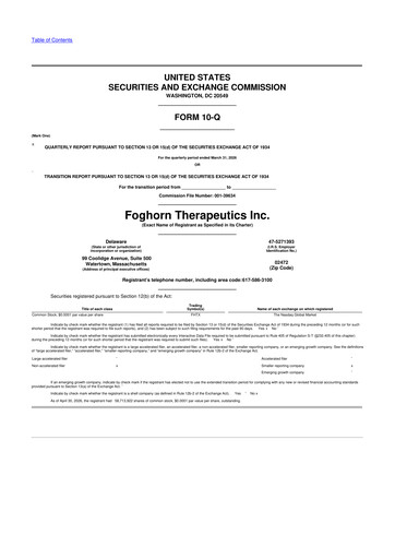 Thumbnail Foghorn Therapeutics 10-Q Quarterly Report FY 
