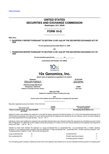 Miniature 10x Genomics
 10-Q Rapport trimestriel 2026 