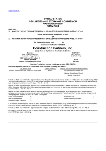 Thumbnail Construction Partners
 10-Q Quarterly Report FY 
