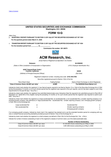 Thumbnail ACM Research
 10-Q Quarterly Report FY 