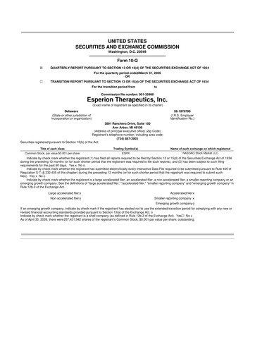 Thumbnail Esperion Therapeutics 10-Q Quarterly Report FY2026 