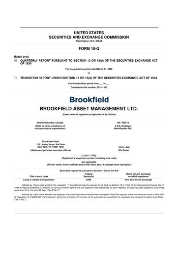 Thumbnail Brookfield Asset Management 10-Q Quarterly Report FY 